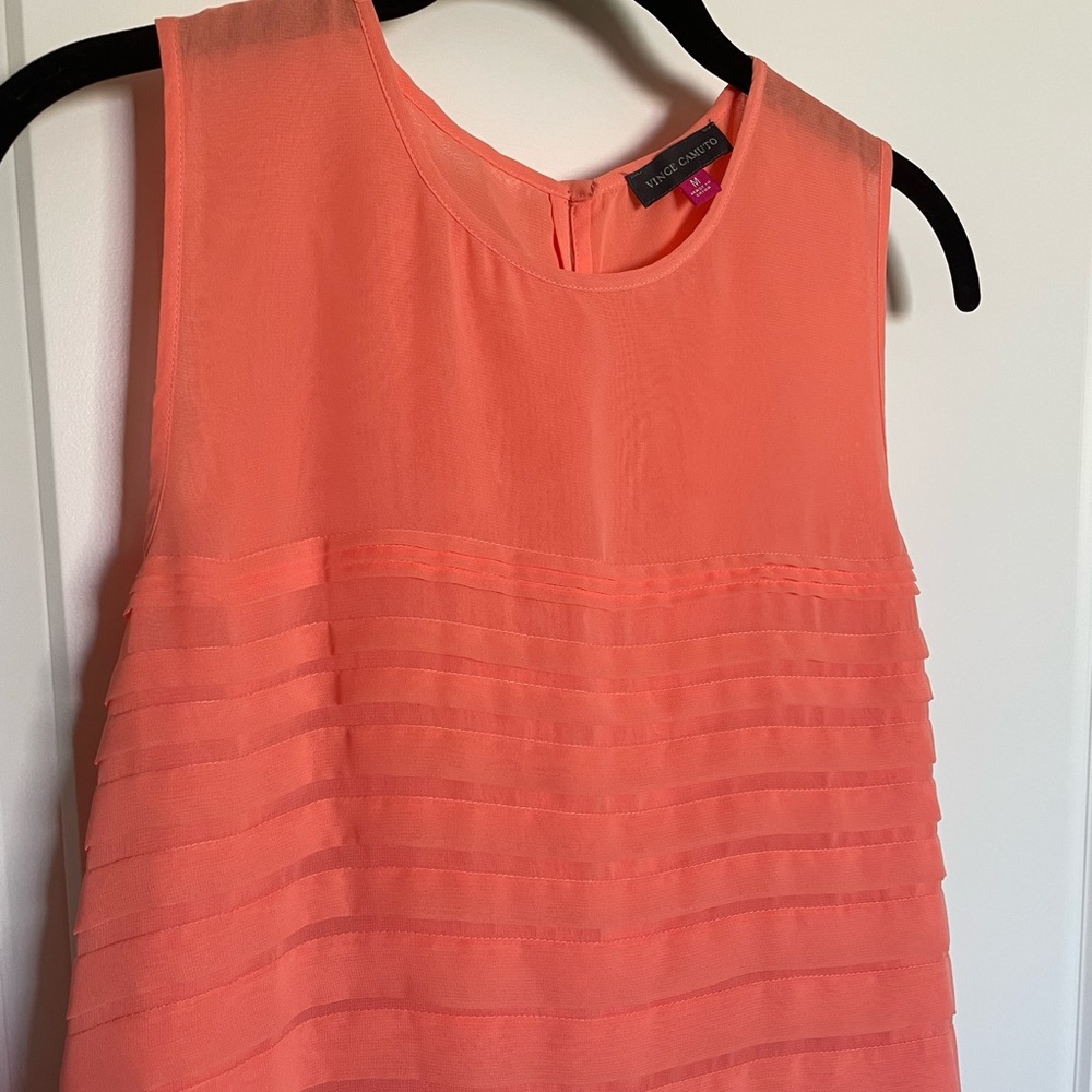 Vince Camuto Orange Pleated Tank Top (Size M)